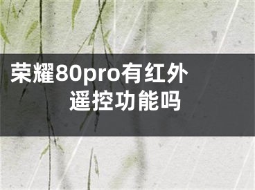 榮耀80pro有紅外遙控功能嗎