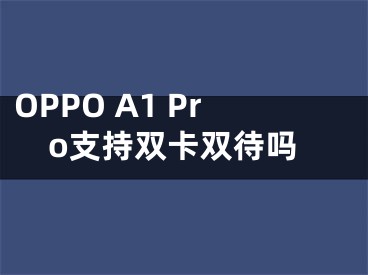 OPPO A1 Pro支持雙卡雙待嗎