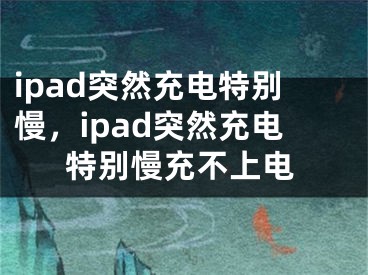 ipad突然充電特別慢，ipad突然充電特別慢充不上電