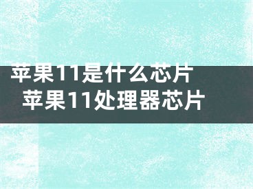 蘋果11是什么芯片 蘋果11處理器芯片