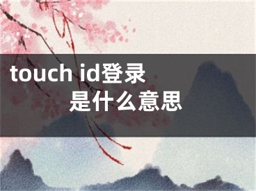 touch id登錄是什么意思