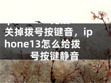 iphone13無(wú)法關(guān)掉撥號(hào)按鍵音，iphone13怎么給撥號(hào)按鍵靜音