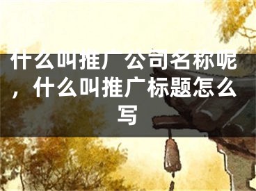 什么叫推廣公司名稱呢，什么叫推廣標(biāo)題怎么寫