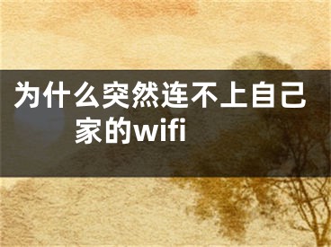 為什么突然連不上自己家的wifi