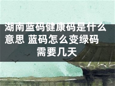 湖南藍碼健康碼是什么意思 藍碼怎么變綠碼需要幾天