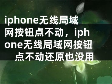 iphone無線局域網(wǎng)按鈕點(diǎn)不動(dòng)，iphone無線局域網(wǎng)按鈕點(diǎn)不動(dòng)還原也沒用