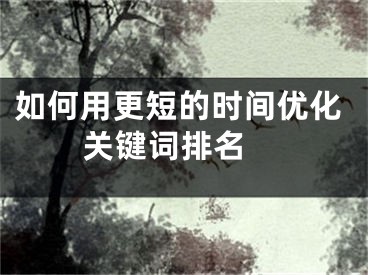 如何用更短的時(shí)間優(yōu)化關(guān)鍵詞排名 