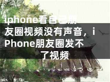 iphone看自己朋友圈視頻沒有聲音，iPhone朋友圈發(fā)不了視頻