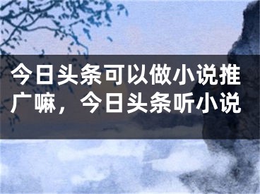 今日頭條可以做小說推廣嘛，今日頭條聽小說