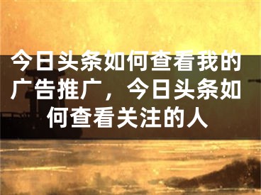 今日頭條如何查看我的廣告推廣，今日頭條如何查看關(guān)注的人