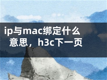 ip與mac綁定什么意思，h3c下一頁