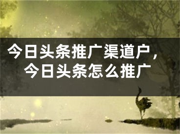 今日頭條推廣渠道戶，今日頭條怎么推廣