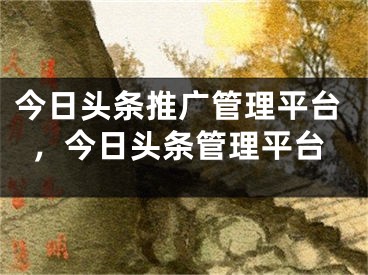 今日頭條推廣管理平臺，今日頭條管理平臺