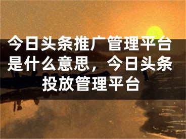 今日頭條推廣管理平臺(tái)是什么意思，今日頭條投放管理平臺(tái)