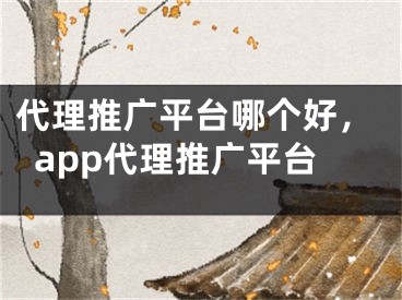 代理推廣平臺(tái)哪個(gè)好，app代理推廣平臺(tái)