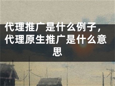 代理推廣是什么例子，代理原生推廣是什么意思