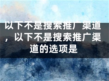 以下不是搜索推廣渠道，以下不是搜索推廣渠道的選項是