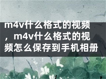 m4v什么格式的視頻，m4v什么格式的視頻怎么保存到手機(jī)相冊(cè)