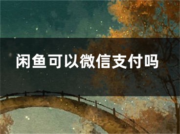 閑魚可以微信支付嗎