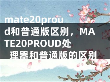 mate20proud和普通版區(qū)別，MATE20PROUD處理器和普通版的區(qū)別