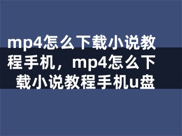 mp4怎么下載小說教程手機(jī)，mp4怎么下載小說教程手機(jī)u盤