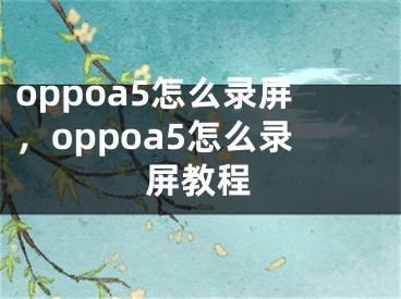 oppoa5怎么錄屏，oppoa5怎么錄屏教程