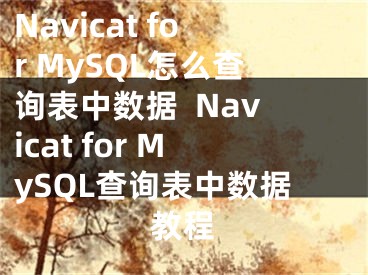 Navicat for MySQL怎么查詢表中數(shù)據(jù)  Navicat for MySQL查詢表中數(shù)據(jù)教程