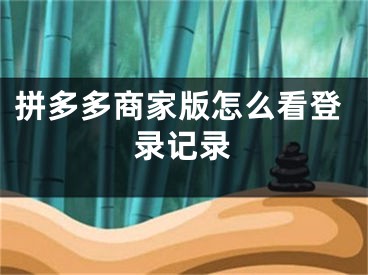 拼多多商家版怎么看登錄記錄