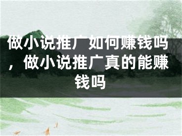 做小說推廣如何賺錢嗎，做小說推廣真的能賺錢嗎