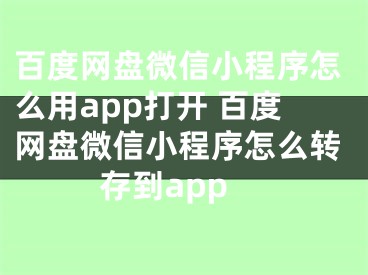 百度網(wǎng)盤微信小程序怎么用app打開 百度網(wǎng)盤微信小程序怎么轉(zhuǎn)存到app