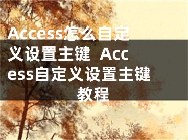 Access怎么自定義設(shè)置主鍵  Access自定義設(shè)置主鍵教程