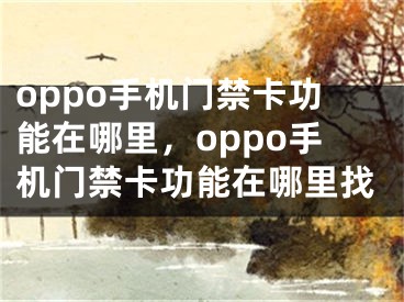 oppo手機(jī)門禁卡功能在哪里，oppo手機(jī)門禁卡功能在哪里找