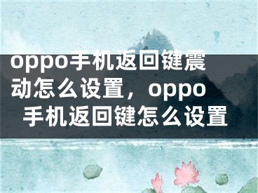 oppo手機返回鍵震動怎么設置，oppo手機返回鍵怎么設置