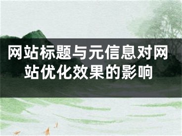 網(wǎng)站標(biāo)題與元信息對網(wǎng)站優(yōu)化效果的影響