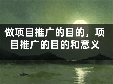 做項(xiàng)目推廣的目的，項(xiàng)目推廣的目的和意義