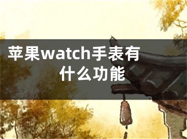 蘋果watch手表有什么功能