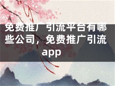 免費(fèi)推廣引流平臺(tái)有哪些公司，免費(fèi)推廣引流app