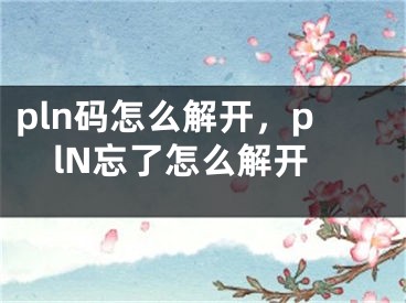 pln碼怎么解開，plN忘了怎么解開