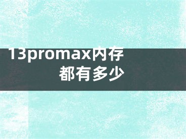 13promax內(nèi)存都有多少