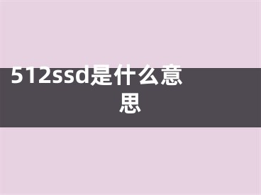 512ssd是什么意思