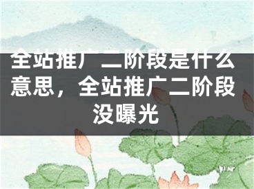 全站推廣二階段是什么意思，全站推廣二階段沒(méi)曝光