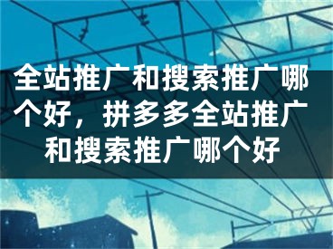 全站推廣和搜索推廣哪個好，拼多多全站推廣和搜索推廣哪個好