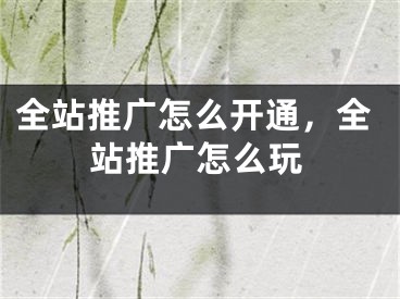 全站推廣怎么開通，全站推廣怎么玩