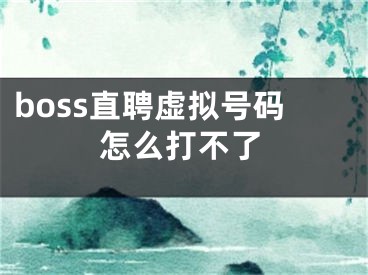 boss直聘虛擬號碼怎么打不了