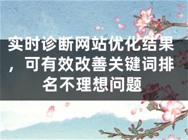 實(shí)時(shí)診斷網(wǎng)站優(yōu)化結(jié)果，可有效改善關(guān)鍵詞排名不理想問題