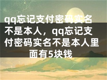 qq忘記支付密碼實(shí)名不是本人，qq忘記支付密碼實(shí)名不是本人里面有5塊錢