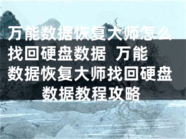 萬能數(shù)據(jù)恢復(fù)大師怎么找回硬盤數(shù)據(jù)  萬能數(shù)據(jù)恢復(fù)大師找回硬盤數(shù)據(jù)教程攻略