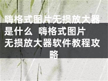 嗨格式圖片無損放大器是什么  嗨格式圖片無損放大器軟件教程攻略