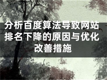 分析百度算法導(dǎo)致網(wǎng)站排名下降的原因與優(yōu)化改善措施