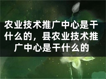 農(nóng)業(yè)技術(shù)推廣中心是干什么的，縣農(nóng)業(yè)技術(shù)推廣中心是干什么的